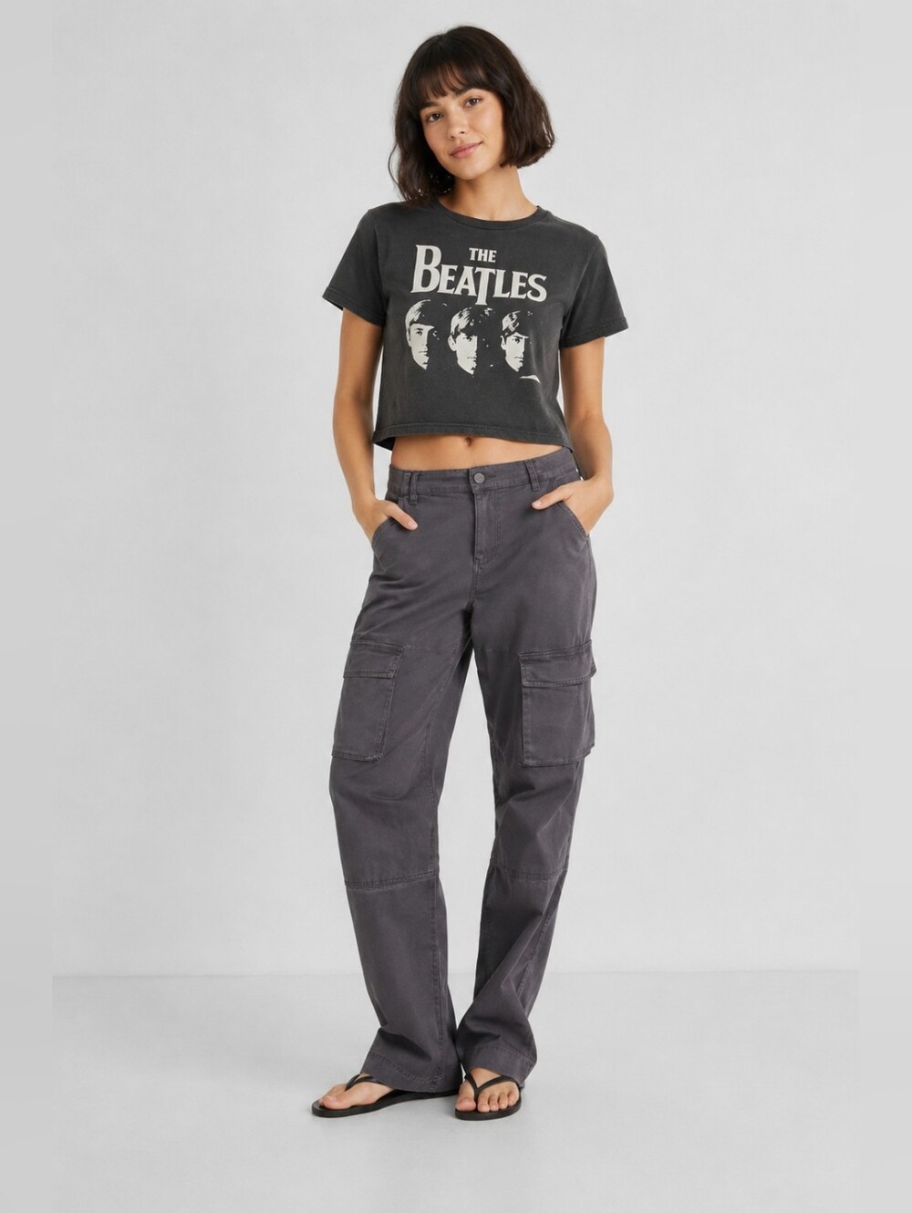 Garage Remi Straight High-rise Cargo Pants in Gray Y2K Casual Neutral Women's 7